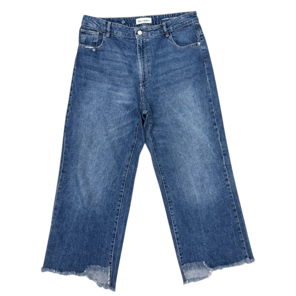 DL1961 Hepburn High Rise Wide Leg Crop Jean Women’s 33 Goldfield Medium Blue